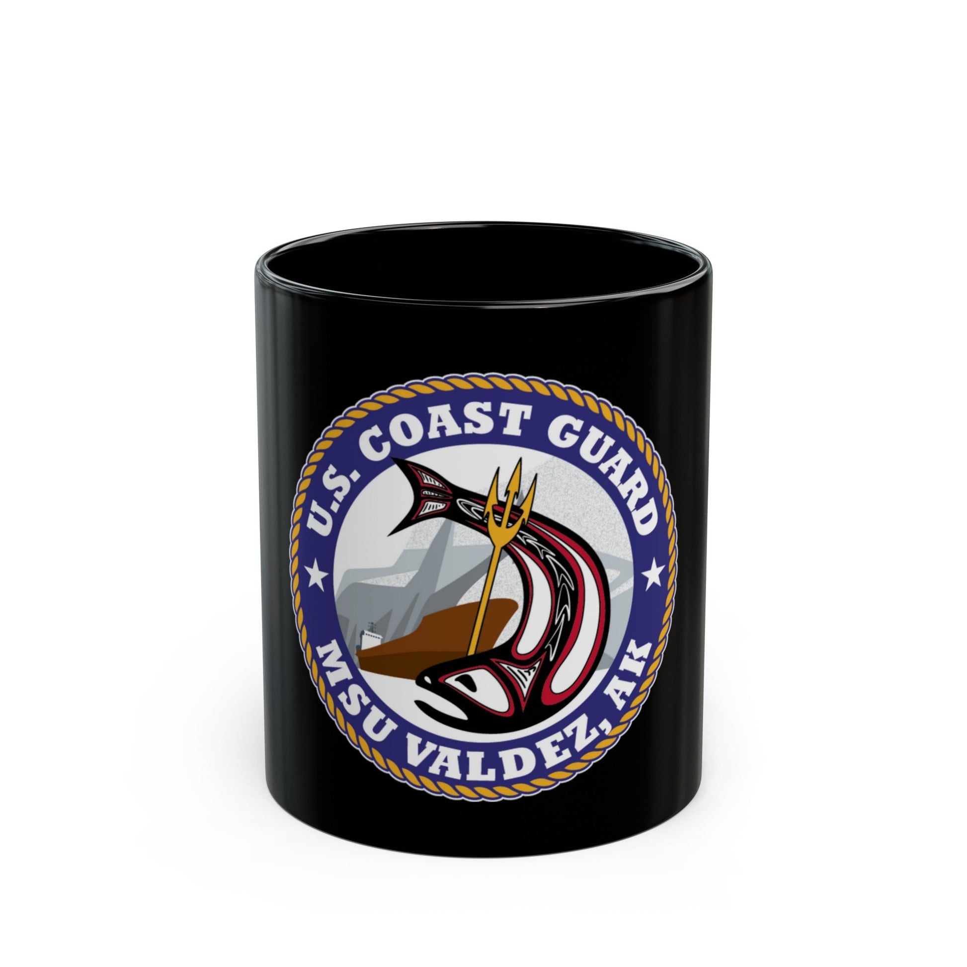 USCG MSU Valdez AK (U.S. Coast Guard) Black Coffee Mug-11oz-The Sticker Space