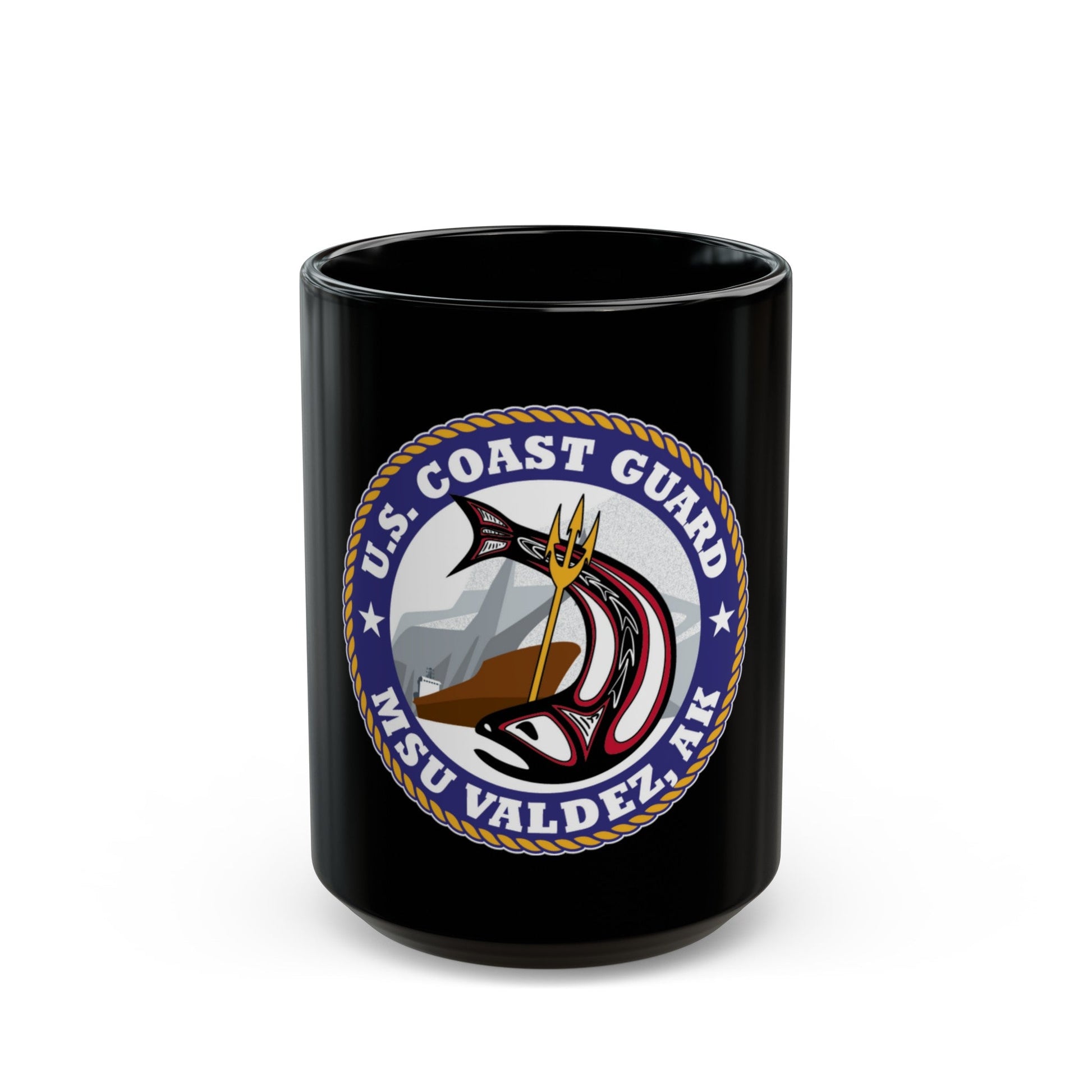 USCG MSU Valdez AK (U.S. Coast Guard) Black Coffee Mug-15oz-The Sticker Space