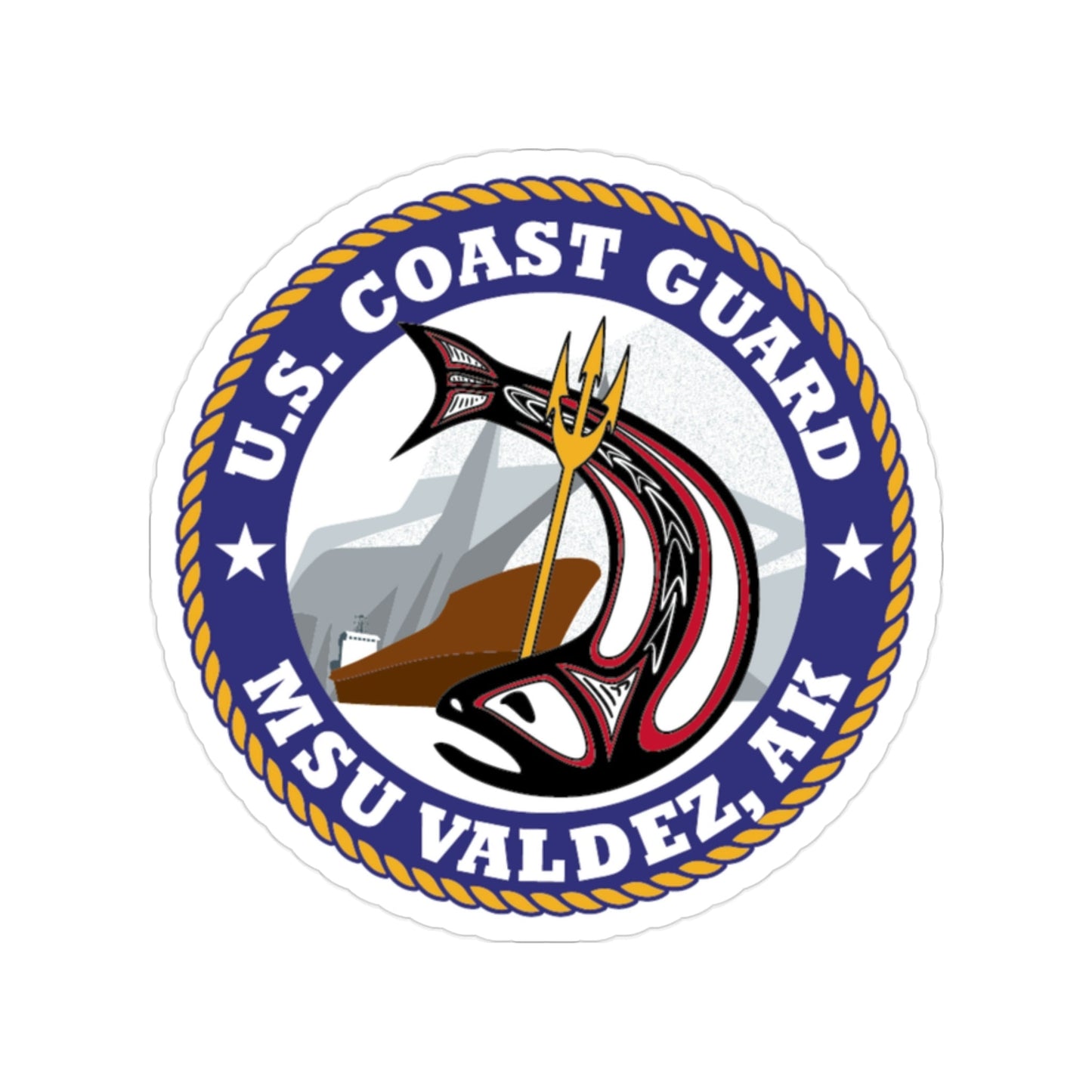 USCG MSU Valdez AK (U.S. Coast Guard) Transparent STICKER Die-Cut Vinyl Decal-2 Inch-The Sticker Space