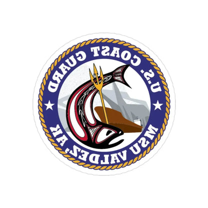 USCG MSU Valdez AK (U.S. Coast Guard) REVERSE PRINT Transparent Die-Cut STICKER 2 Inch Die-Cut Transparent - The Sticker Space