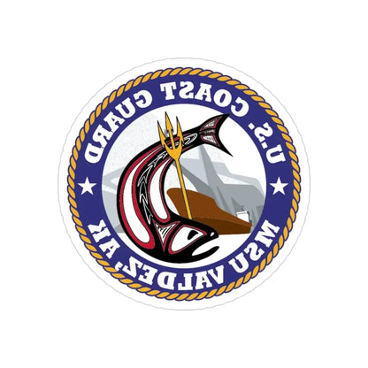 USCG MSU Valdez AK (U.S. Coast Guard) REVERSE PRINT Transparent Die-Cut STICKER 3 Inch Die-Cut Transparent - The Sticker Space