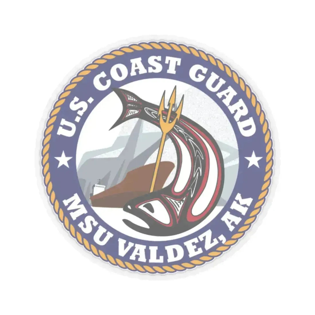 USCG MSU Valdez AK (U.S. Coast Guard) STICKER Vinyl Kiss-Cut Decal 2 Inch Transparent - The Sticker Space