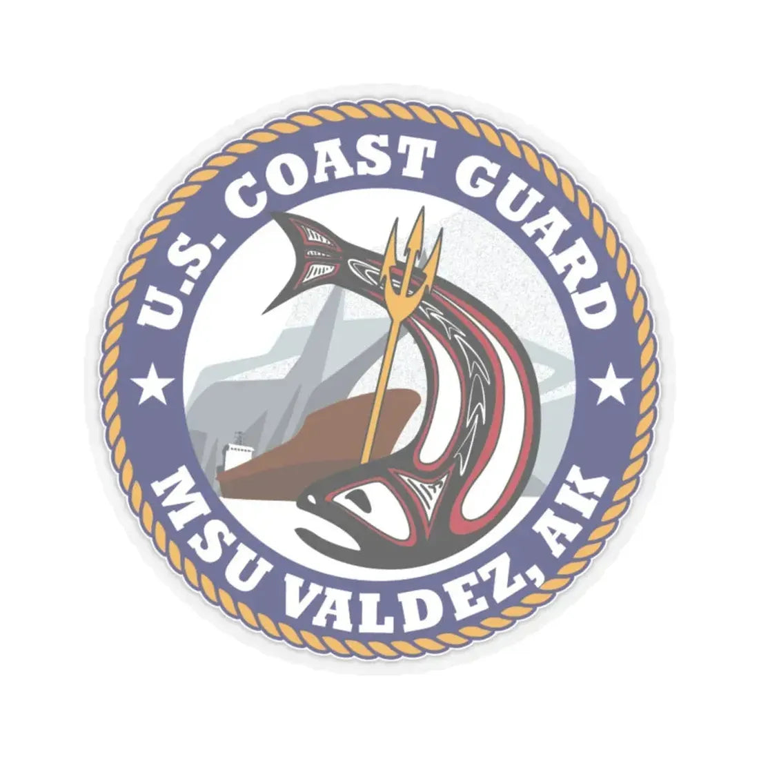 USCG MSU Valdez AK (U.S. Coast Guard) STICKER Vinyl Kiss-Cut Decal 4 Inch Transparent - The Sticker Space