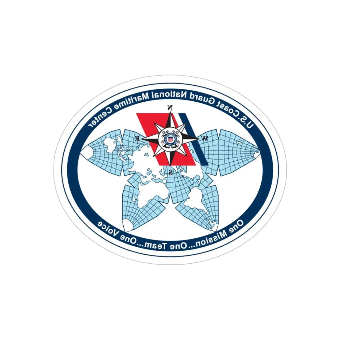 USCG National Matitime Center (U.S. Coast Guard) REVERSE PRINT Transparent Die-Cut STICKER 4 Inch Die-Cut Transparent - The Sticker Space