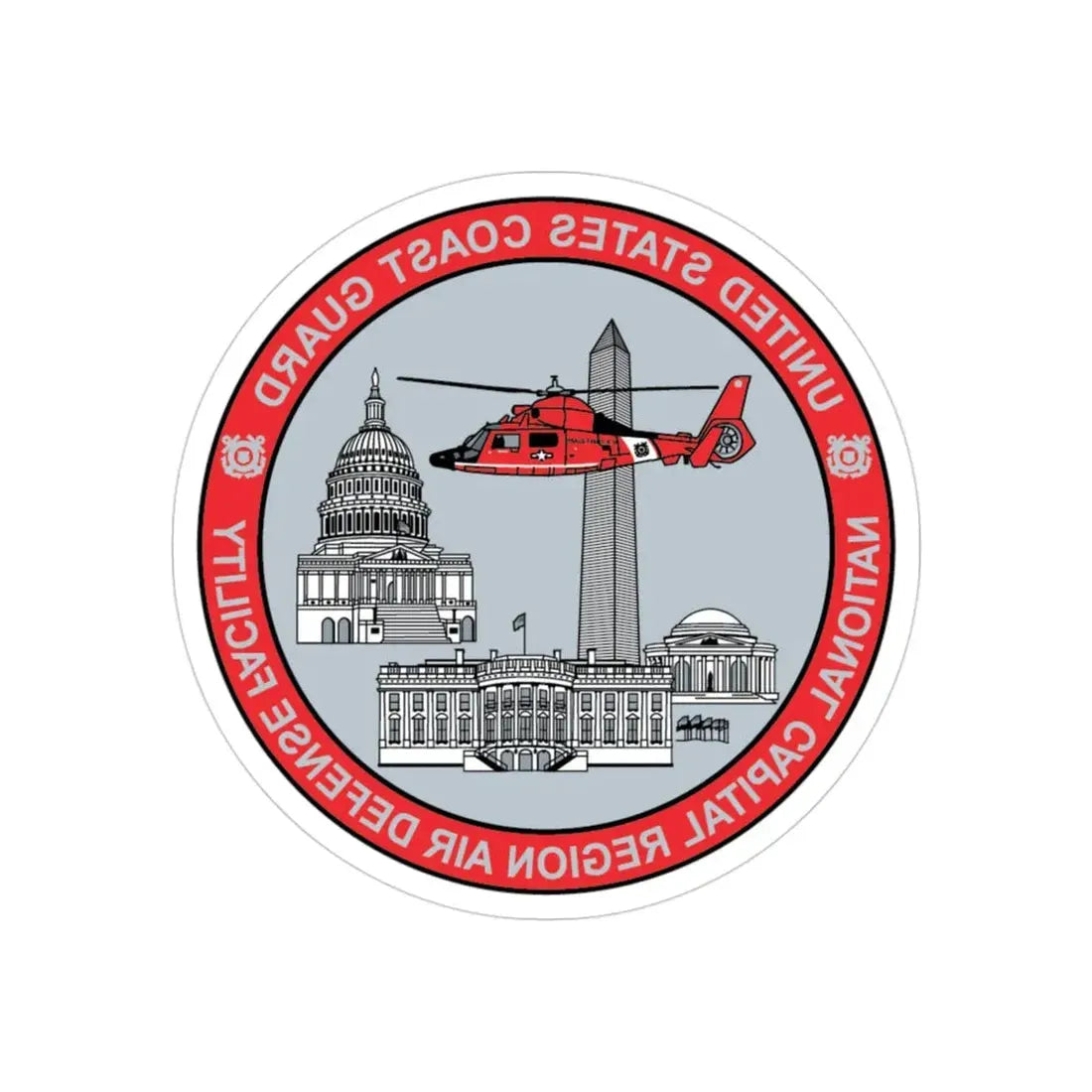 USCG NCR ADF   Nat'l Capital Reg Air Def Fac 2009 (U.S. Coast Guard) REVERSE PRINT Transparent Die-Cut STICKER 3 Inch Die-Cut Transparent - The Sticker Space