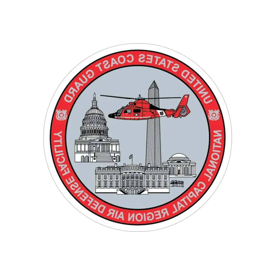 USCG NCR ADF   Nat'l Capital Reg Air Def Fac 2009 (U.S. Coast Guard) REVERSE PRINT Transparent Die-Cut STICKER 4 Inch Die-Cut Transparent - The Sticker Space