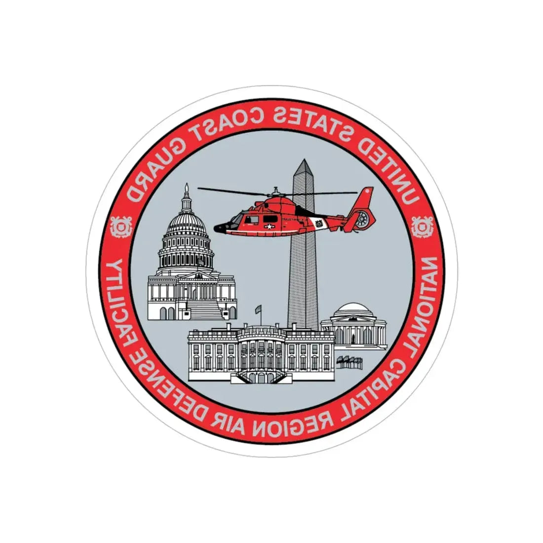USCG NCR ADF   Nat'l Capital Reg Air Def Fac 2009 (U.S. Coast Guard) REVERSE PRINT Transparent Die-Cut STICKER 5 Inch Die-Cut Transparent - The Sticker Space