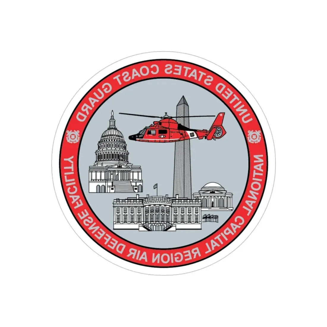 USCG NCR ADF   Nat'l Capital Reg Air Def Fac 2009 (U.S. Coast Guard) REVERSE PRINT Transparent Die-Cut STICKER 6 Inch Die-Cut Transparent - The Sticker Space