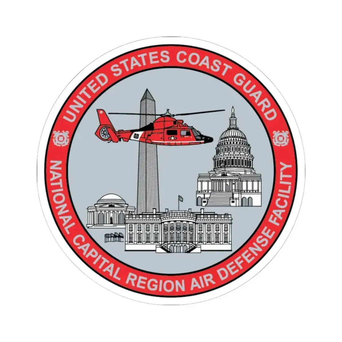 USCG NCR ADF   Nat'l Capital Reg Air Def Fac 2009 (U.S. Coast Guard) STICKER Vinyl Kiss-Cut Decal 6 Inch White - The Sticker Space