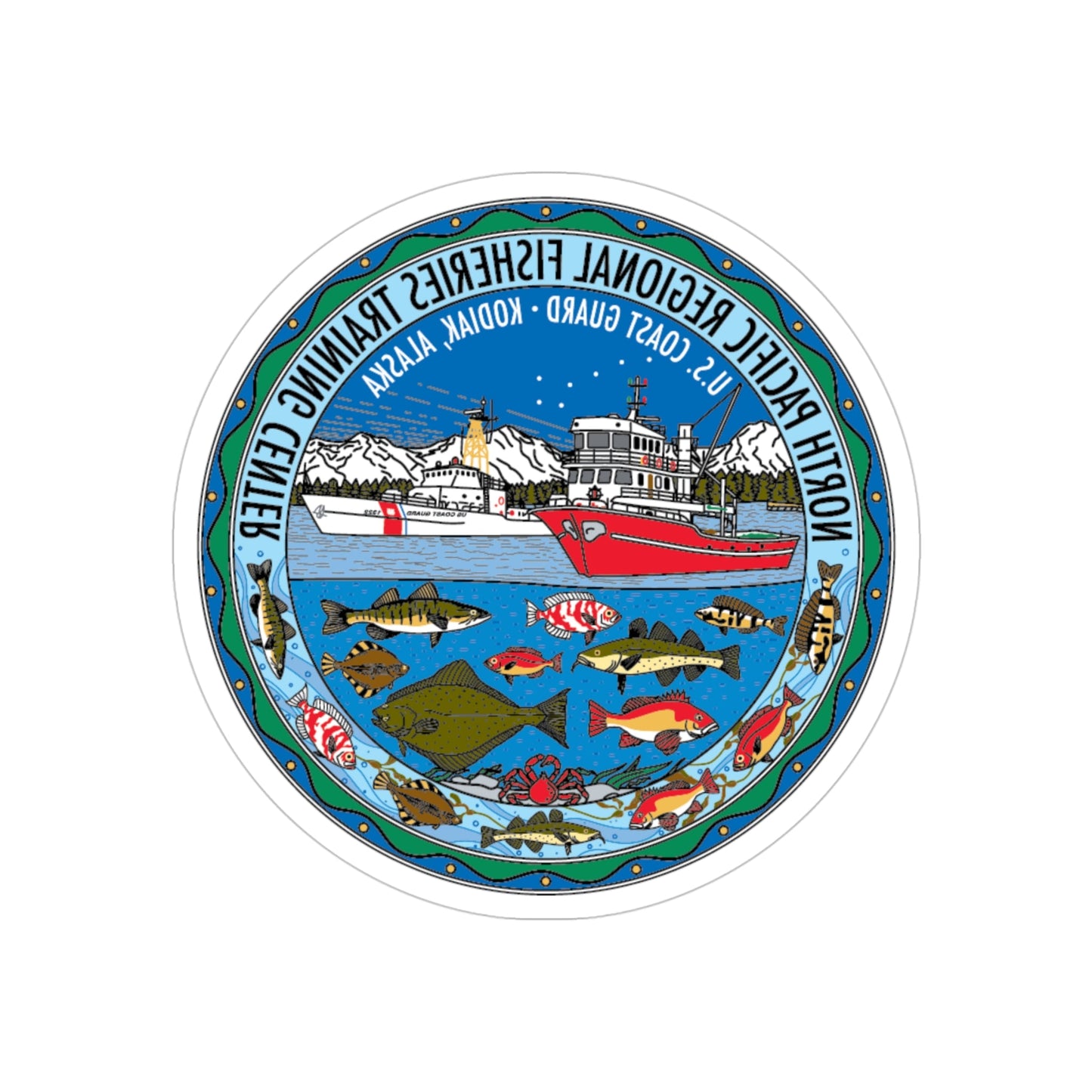 USCG NPRFTC Kodiak Alaska 2005 (U.S. Coast Guard) REVERSE PRINT Transparent STICKER-4" × 4"-The Sticker Space