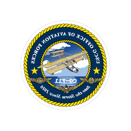 USCG OFFICE OF AVIATION FORCES CG 711 (U.S. Coast Guard) REVERSE PRINT Transparent STICKER-2" × 2"-The Sticker Space