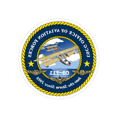 USCG OFFICE OF AVIATION FORCES CG 711 (U.S. Coast Guard) REVERSE PRINT Transparent STICKER-3" × 3"-The Sticker Space