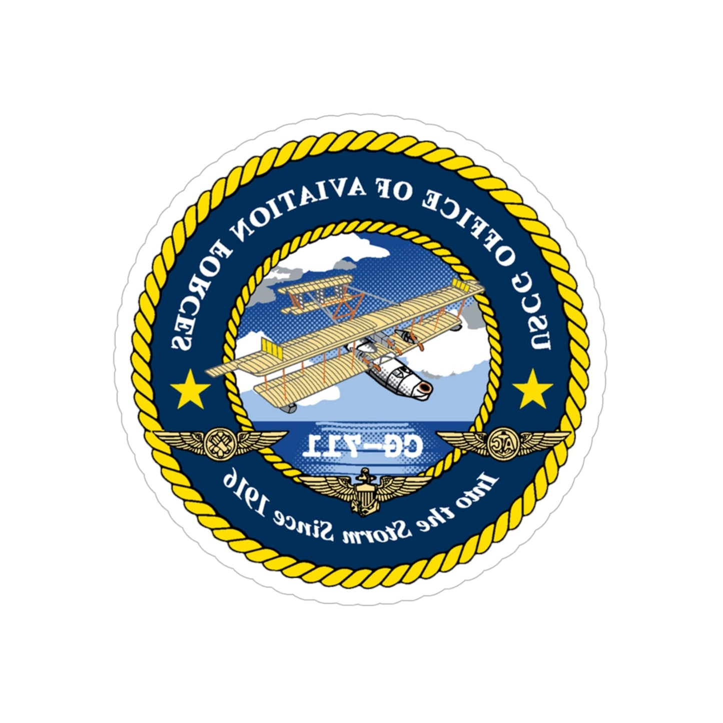 USCG OFFICE OF AVIATION FORCES CG 711 (U.S. Coast Guard) REVERSE PRINT Transparent STICKER-6 Inch-The Sticker Space