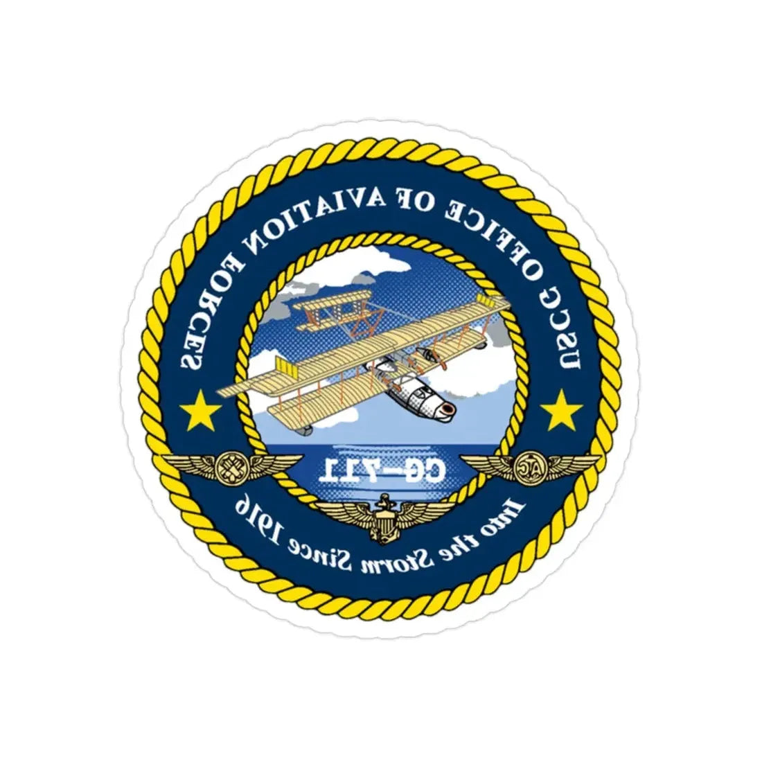 USCG OFFICE OF AVIATION FORCES CG 711 (U.S. Coast Guard) REVERSE PRINT Transparent Die-Cut STICKER 2 Inch Die-Cut Transparent - The Sticker Space