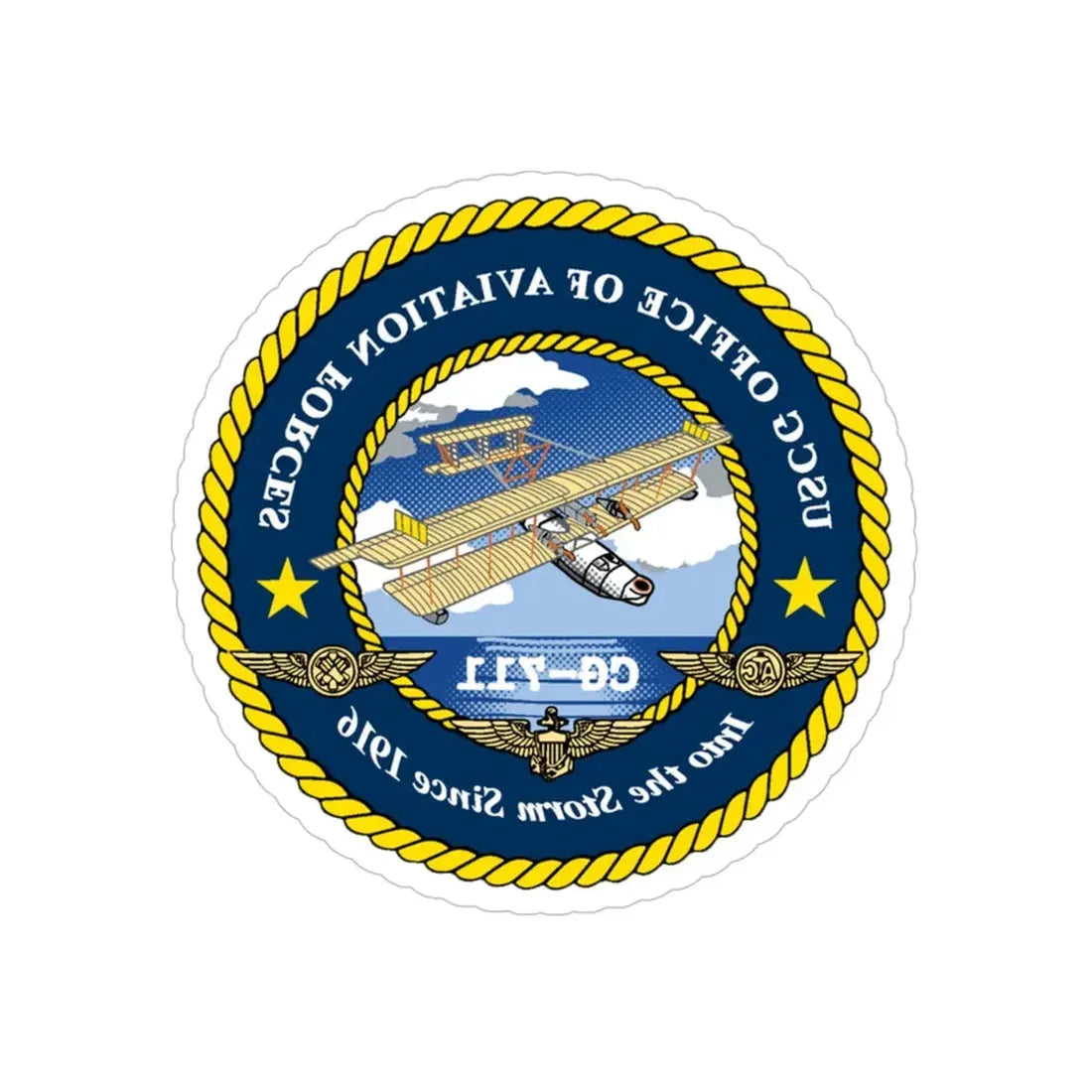 USCG OFFICE OF AVIATION FORCES CG 711 (U.S. Coast Guard) REVERSE PRINT Transparent Die-Cut STICKER 4 Inch Die-Cut Transparent - The Sticker Space