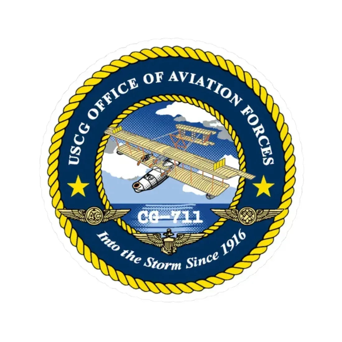 USCG OFFICE OF AVIATION FORCES CG 711 (U.S. Coast Guard) STICKER Vinyl Kiss-Cut Decal 2 Inch White - The Sticker Space