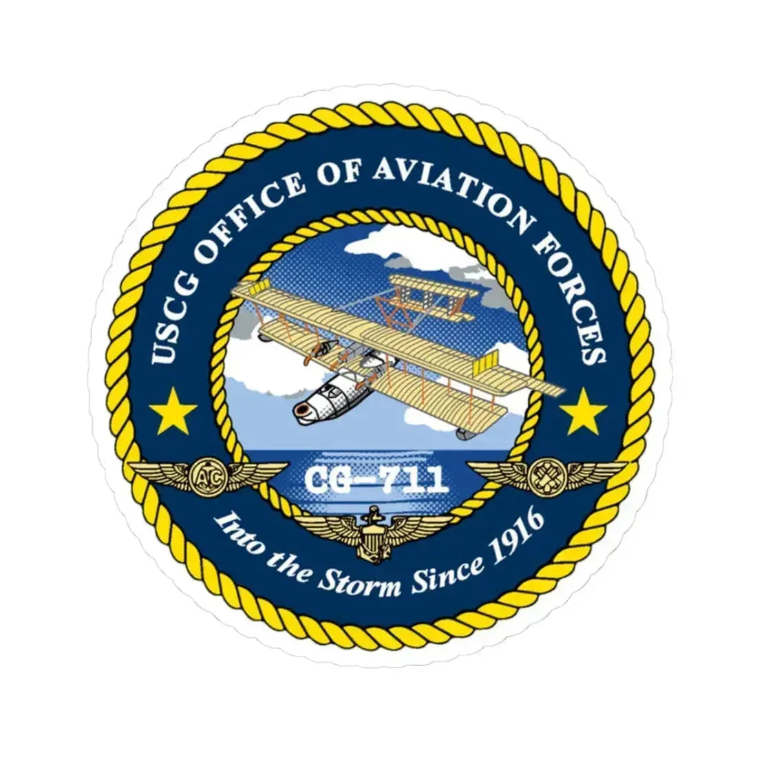 USCG OFFICE OF AVIATION FORCES CG 711 (U.S. Coast Guard) STICKER Vinyl Kiss-Cut Decal 3 Inch White - The Sticker Space