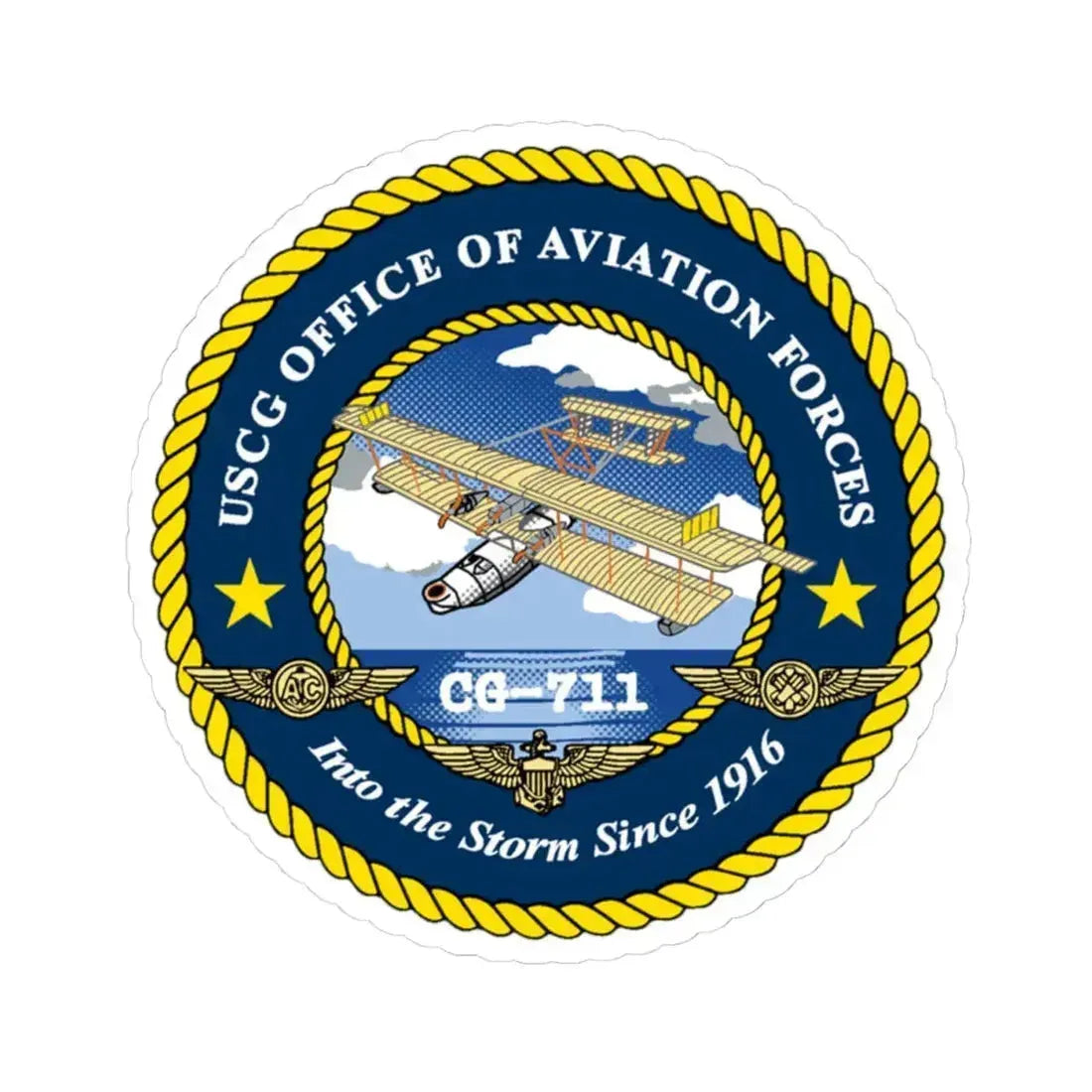 USCG OFFICE OF AVIATION FORCES CG 711 (U.S. Coast Guard) STICKER Vinyl Kiss-Cut Decal 4 Inch White - The Sticker Space