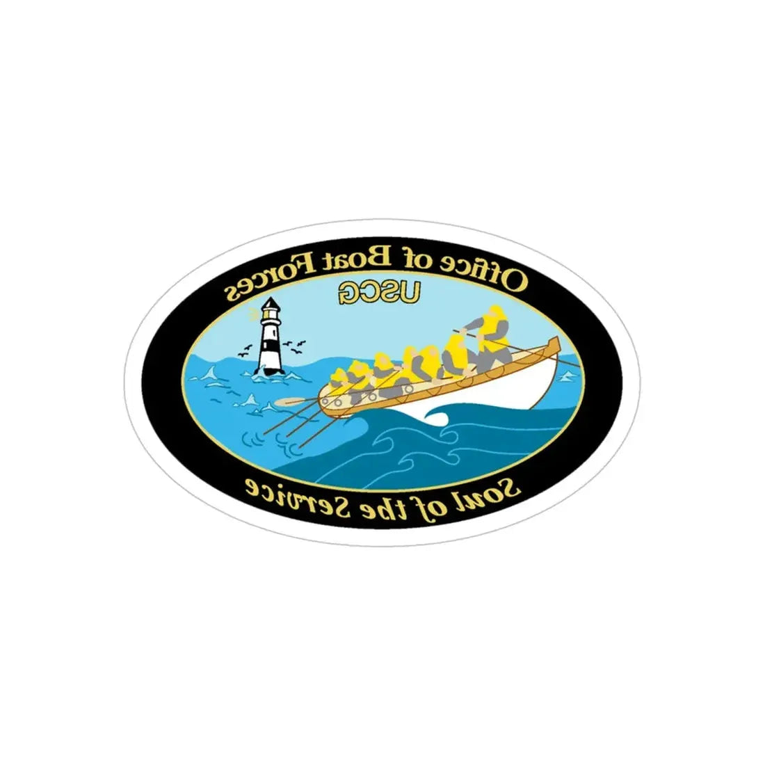 USCG Office of Boat Forces (U.S. Coast Guard) REVERSE PRINT Transparent Die-Cut STICKER 4 Inch Die-Cut Transparent - The Sticker Space