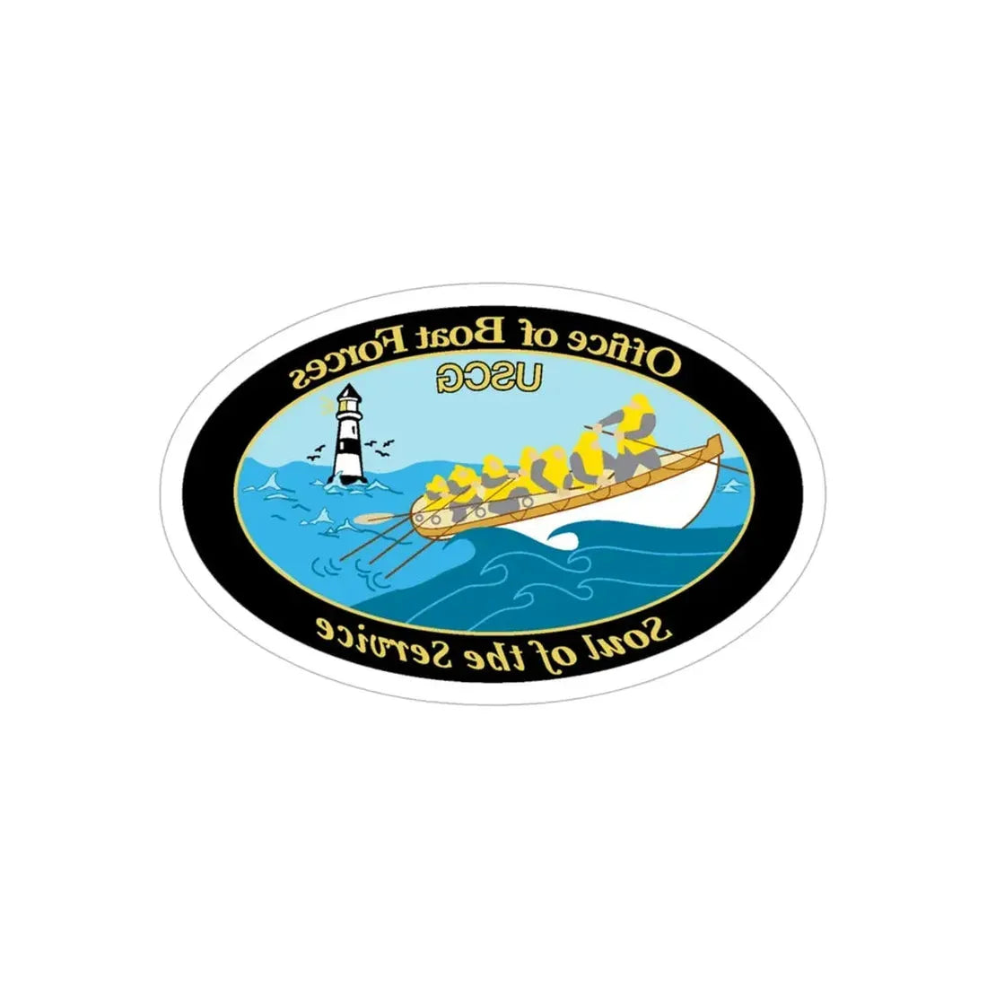 USCG Office of Boat Forces (U.S. Coast Guard) REVERSE PRINT Transparent Die-Cut STICKER 6 Inch Die-Cut Transparent - The Sticker Space