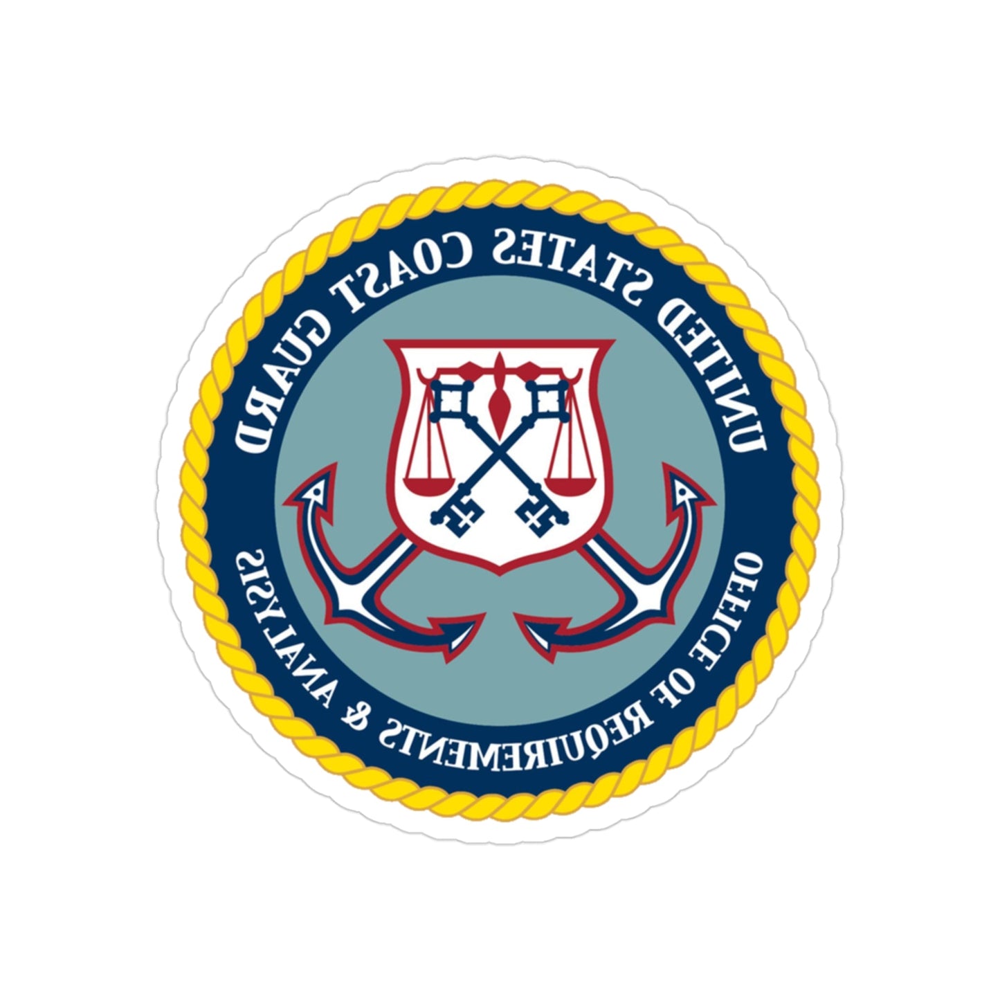 USCG Office of Requirements & Analysis (U.S. Coast Guard) REVERSE PRINT Transparent STICKER-3" × 3"-The Sticker Space