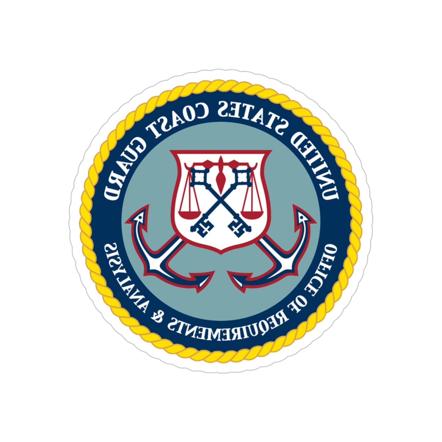 USCG Office of Requirements & Analysis (U.S. Coast Guard) REVERSE PRINT Transparent STICKER-4" × 4"-The Sticker Space