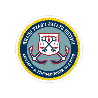 USCG Office of Requirements & Analysis (U.S. Coast Guard) REVERSE PRINT Transparent STICKER-4" × 4"-The Sticker Space