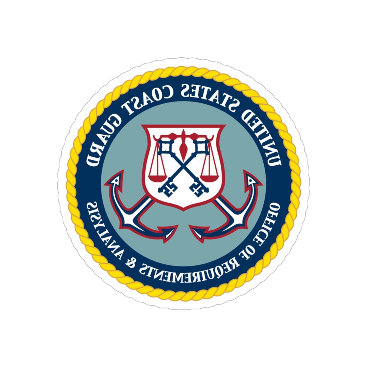 USCG Office of Requirements & Analysis (U.S. Coast Guard) REVERSE PRINT Transparent STICKER-5" × 5"-The Sticker Space