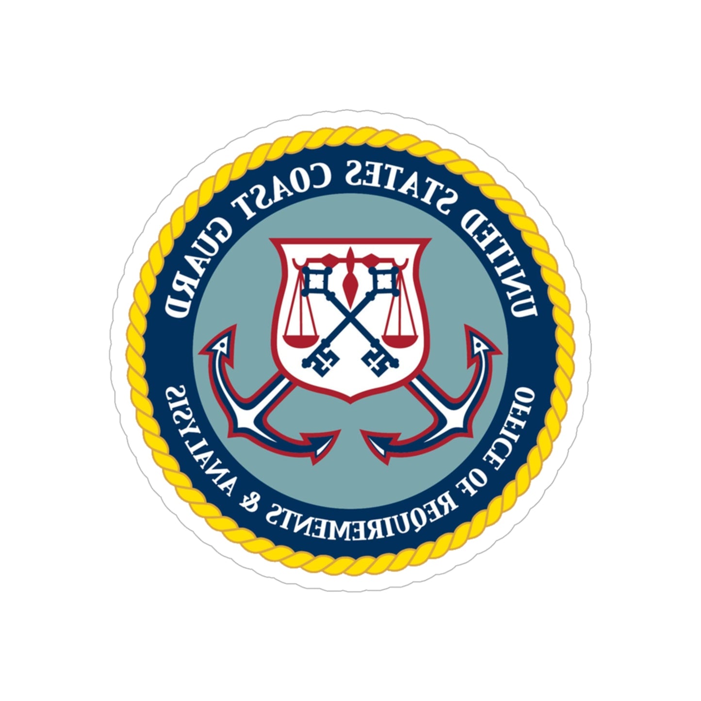 USCG Office of Requirements & Analysis (U.S. Coast Guard) REVERSE PRINT Transparent STICKER-6" × 6"-The Sticker Space