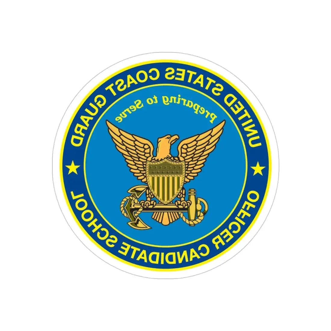 USCG Officer Candidate School (U.S. Coast Guard) REVERSE PRINT Transparent Die-Cut STICKER 4 Inch Die-Cut Transparent - The Sticker Space