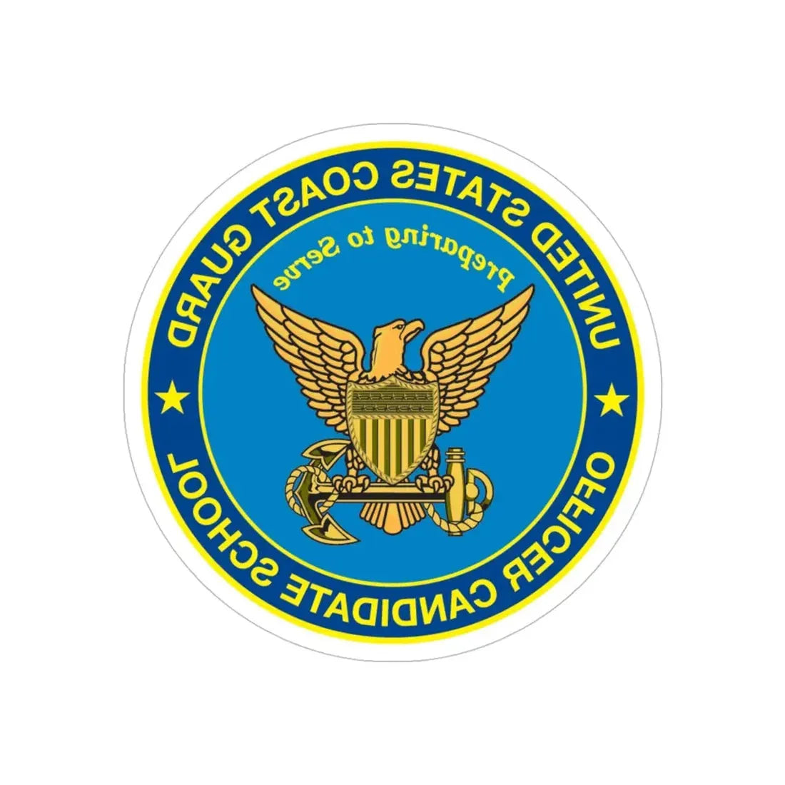 USCG Officer Candidate School (U.S. Coast Guard) REVERSE PRINT Transparent Die-Cut STICKER 5 Inch Die-Cut Transparent - The Sticker Space