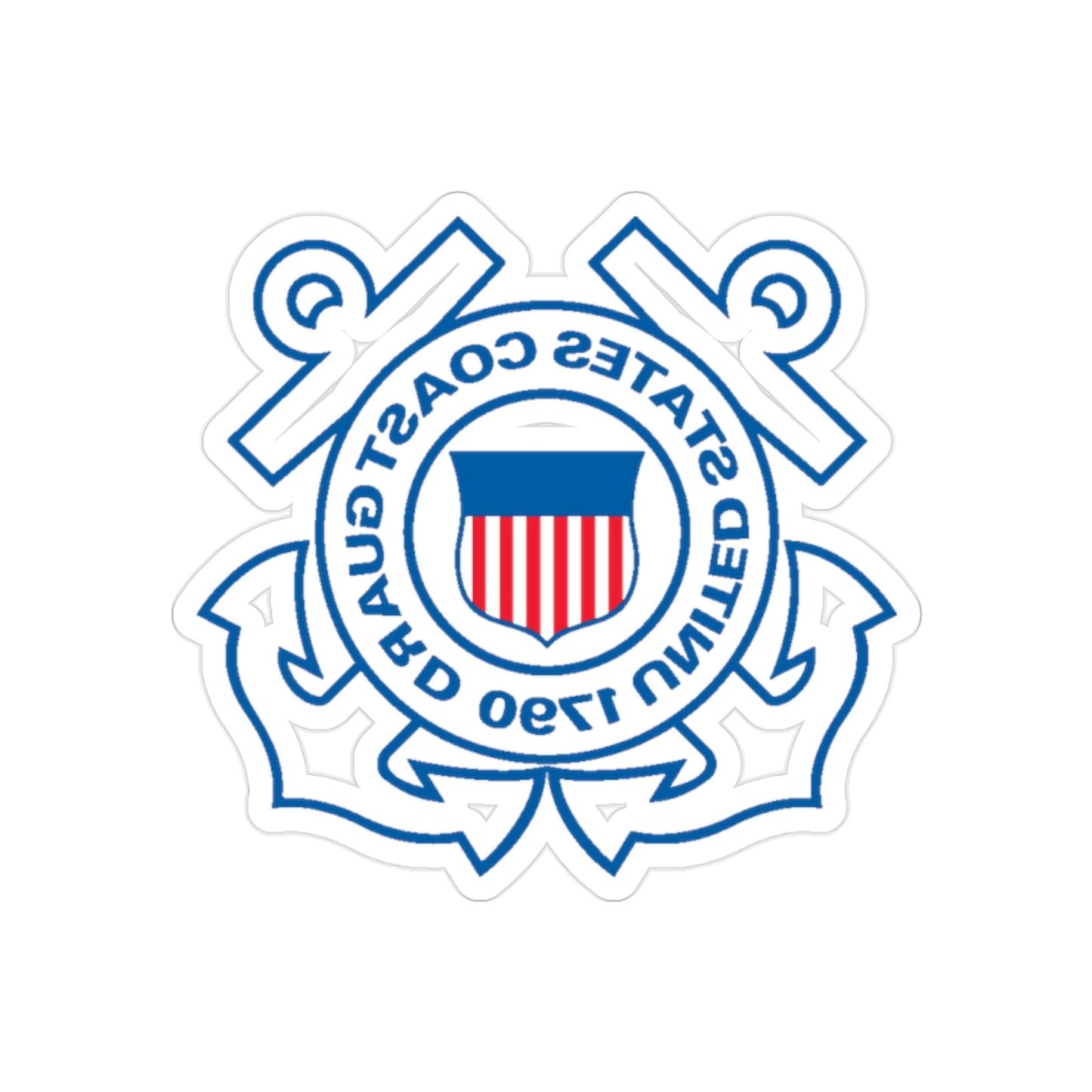 USCG Official Emblem (U.S. Coast Guard) REVERSE PRINT Transparent STICKER-2" × 2"-The Sticker Space