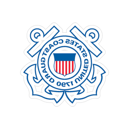 USCG Official Emblem (U.S. Coast Guard) REVERSE PRINT Transparent STICKER-2" × 2"-The Sticker Space