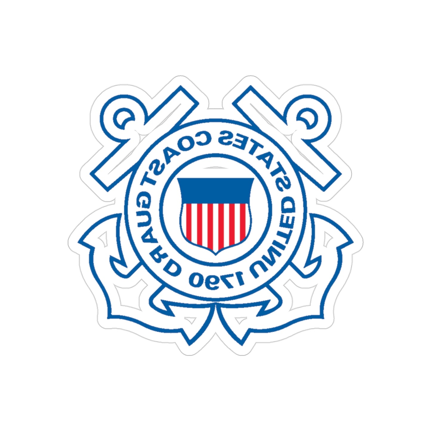 USCG Official Emblem (U.S. Coast Guard) REVERSE PRINT Transparent STICKER-3" × 3"-The Sticker Space