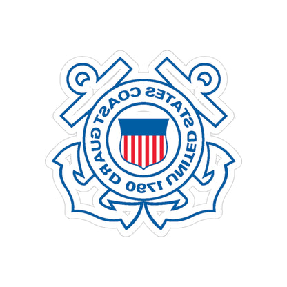 USCG Official Emblem (U.S. Coast Guard) REVERSE PRINT Transparent STICKER-3" × 3"-The Sticker Space