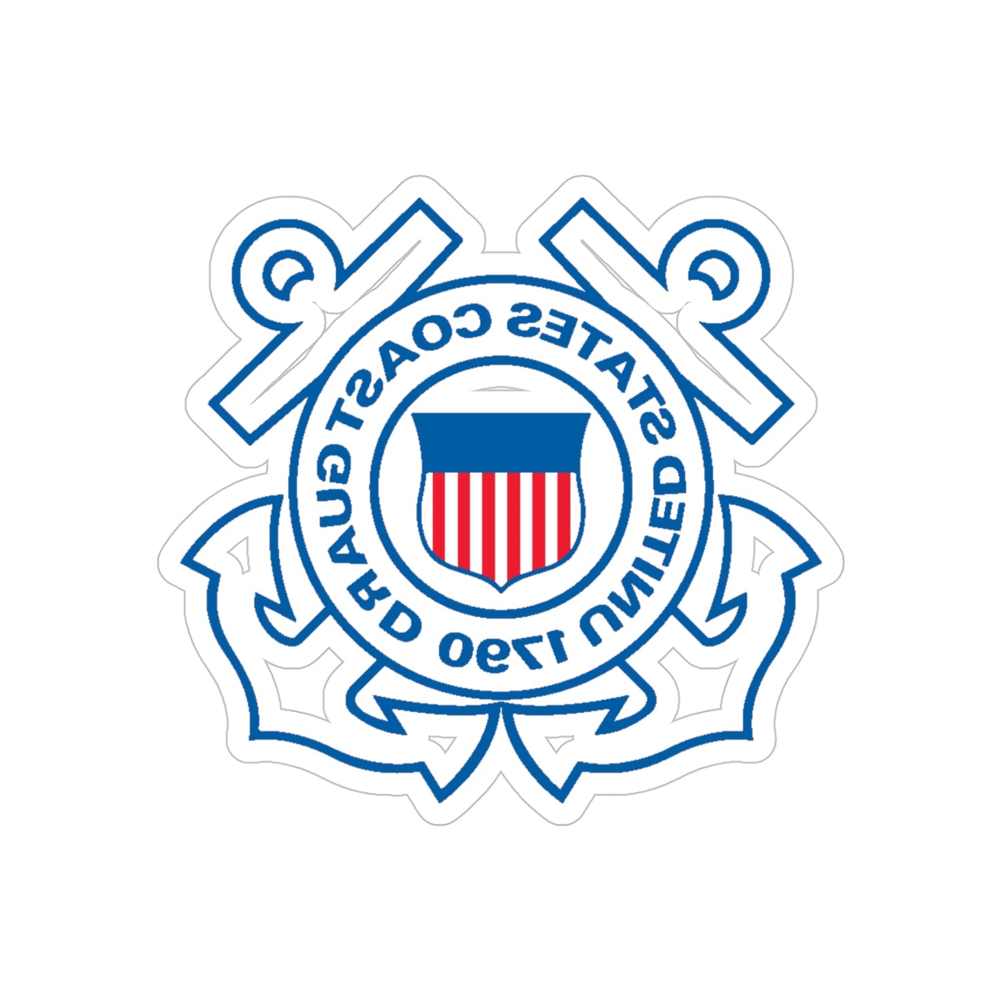 USCG Official Emblem (U.S. Coast Guard) REVERSE PRINT Transparent STICKER-5" × 5"-The Sticker Space