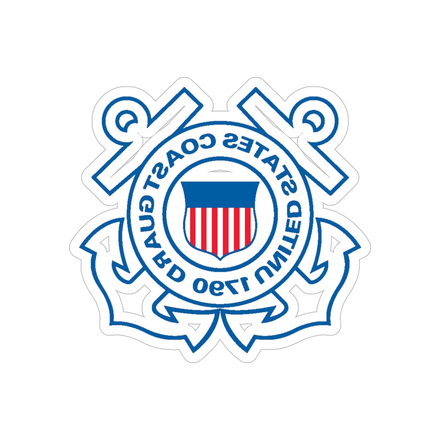 USCG Official Emblem (U.S. Coast Guard) REVERSE PRINT Transparent STICKER-6" × 6"-The Sticker Space