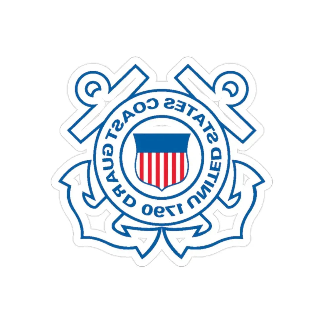 USCG Official Emblem (U.S. Coast Guard) REVERSE PRINT Transparent Die-Cut STICKER 2 Inch Die-Cut Transparent - The Sticker Space