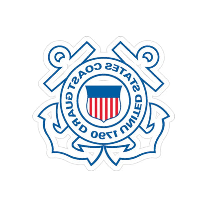 USCG Official Emblem (U.S. Coast Guard) REVERSE PRINT Transparent Die-Cut STICKER 2 Inch Die-Cut Transparent - The Sticker Space