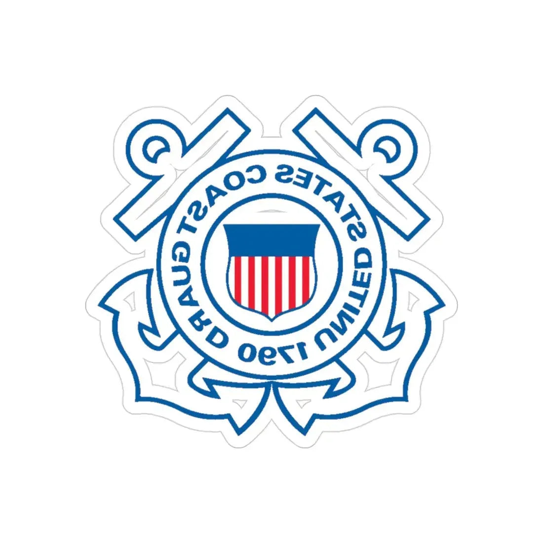 USCG Official Emblem (U.S. Coast Guard) REVERSE PRINT Transparent Die-Cut STICKER 3 Inch Die-Cut Transparent - The Sticker Space
