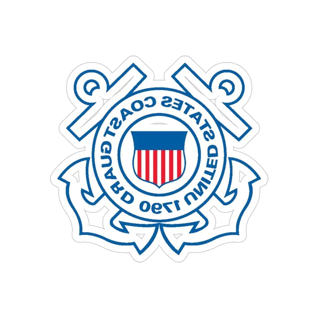 USCG Official Emblem (U.S. Coast Guard) REVERSE PRINT Transparent Die-Cut STICKER 4 Inch Die-Cut Transparent - The Sticker Space