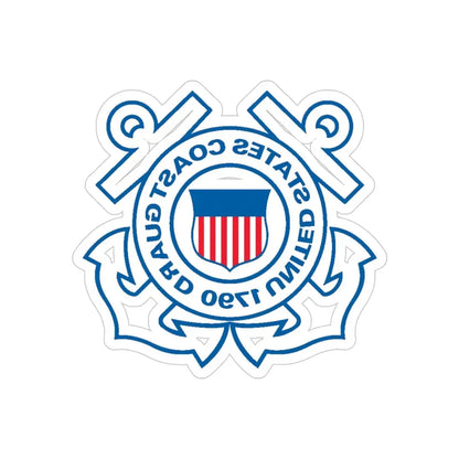 USCG Official Emblem (U.S. Coast Guard) REVERSE PRINT Transparent Die-Cut STICKER 4 Inch Die-Cut Transparent - The Sticker Space