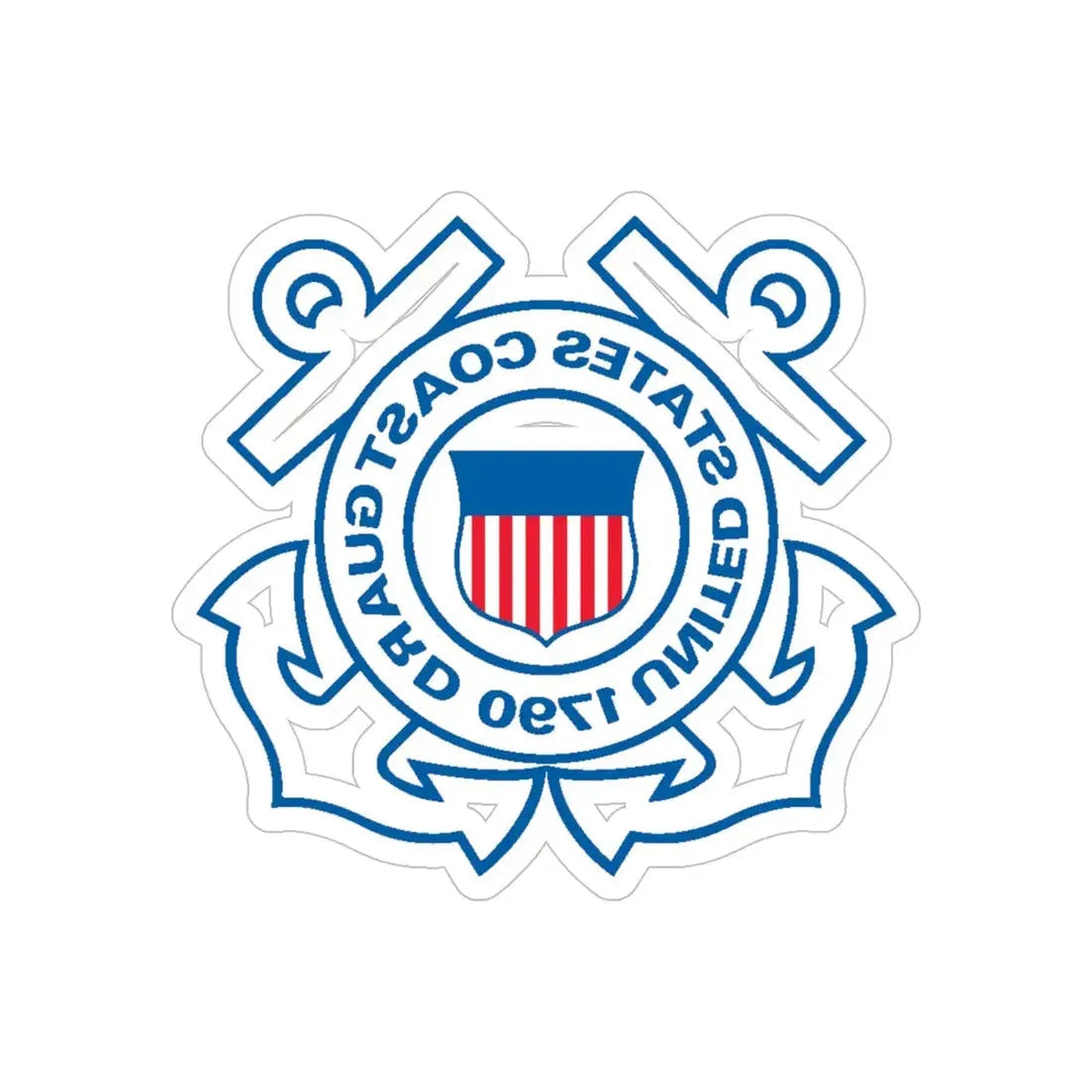 USCG Official Emblem (U.S. Coast Guard) REVERSE PRINT Transparent Die-Cut STICKER 6 Inch Die-Cut Transparent - The Sticker Space