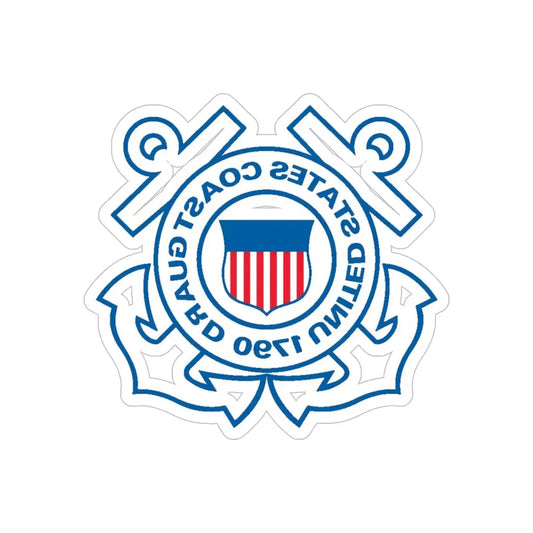 USCG Official Emblem (U.S. Coast Guard) REVERSE PRINT Transparent Die-Cut STICKER 6 Inch Die-Cut Transparent - The Sticker Space