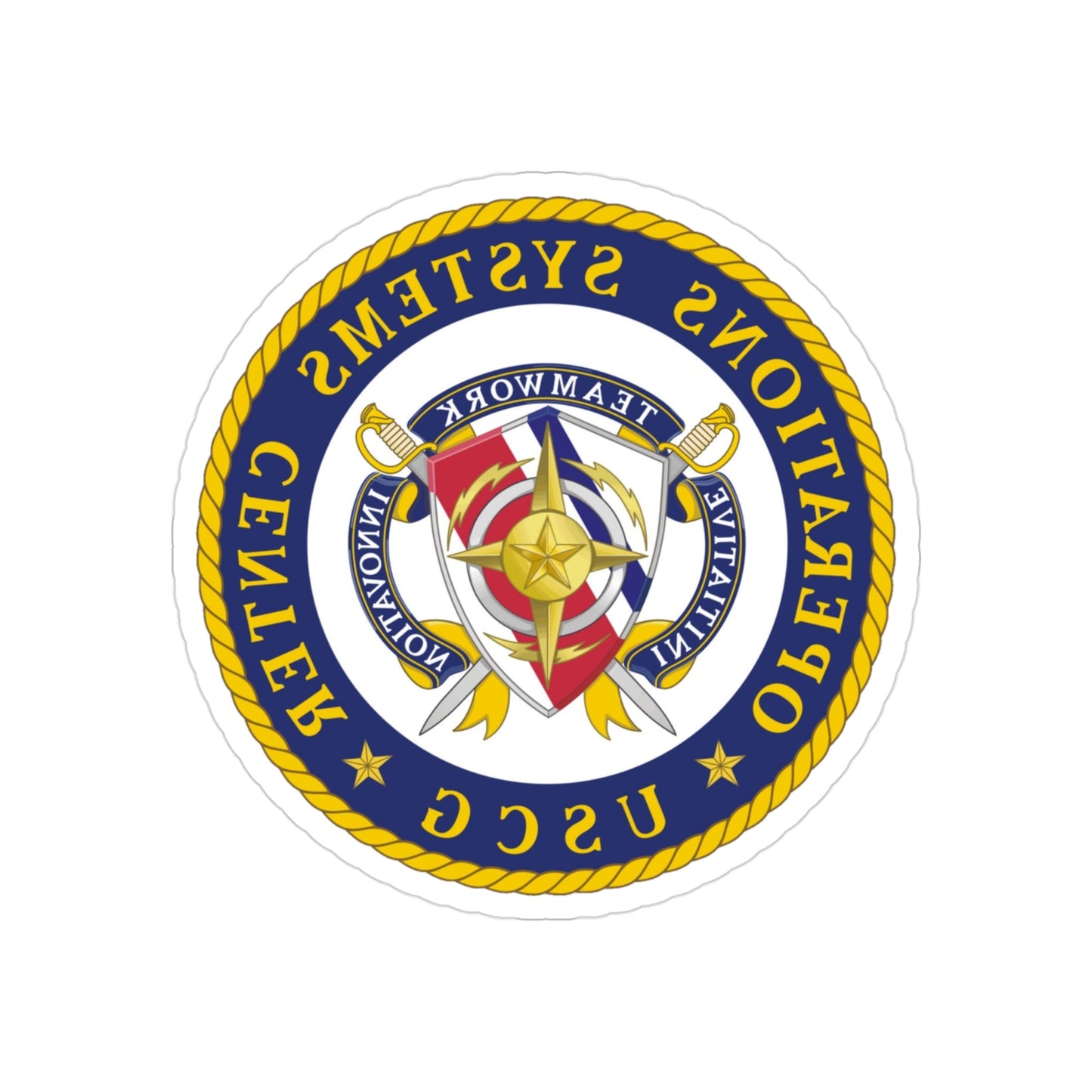 USCG Operations Systems Center (U.S. Coast Guard) REVERSE PRINT Transparent STICKER-3" × 3"-The Sticker Space