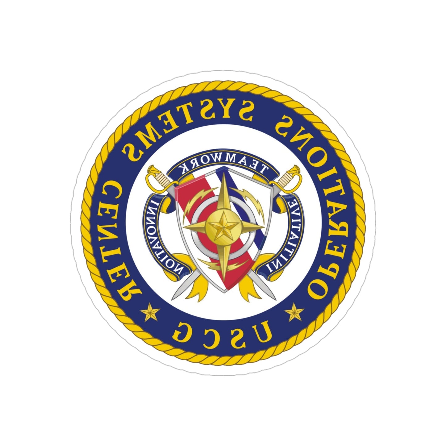 USCG Operations Systems Center (U.S. Coast Guard) REVERSE PRINT Transparent STICKER-4" × 4"-The Sticker Space