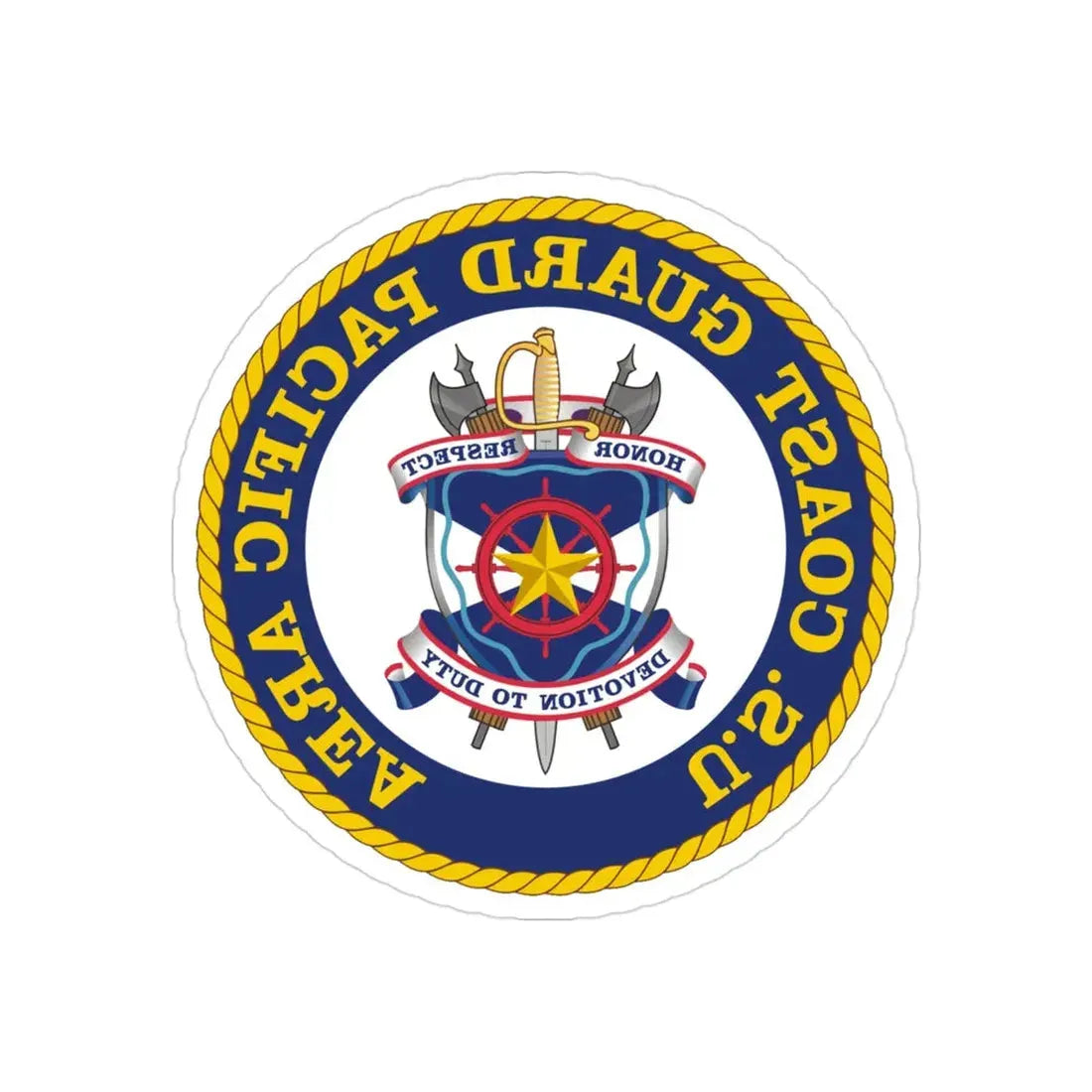USCG Pacific Area (U.S. Coast Guard) REVERSE PRINT Transparent Die-Cut STICKER 3 Inch Die-Cut Transparent - The Sticker Space