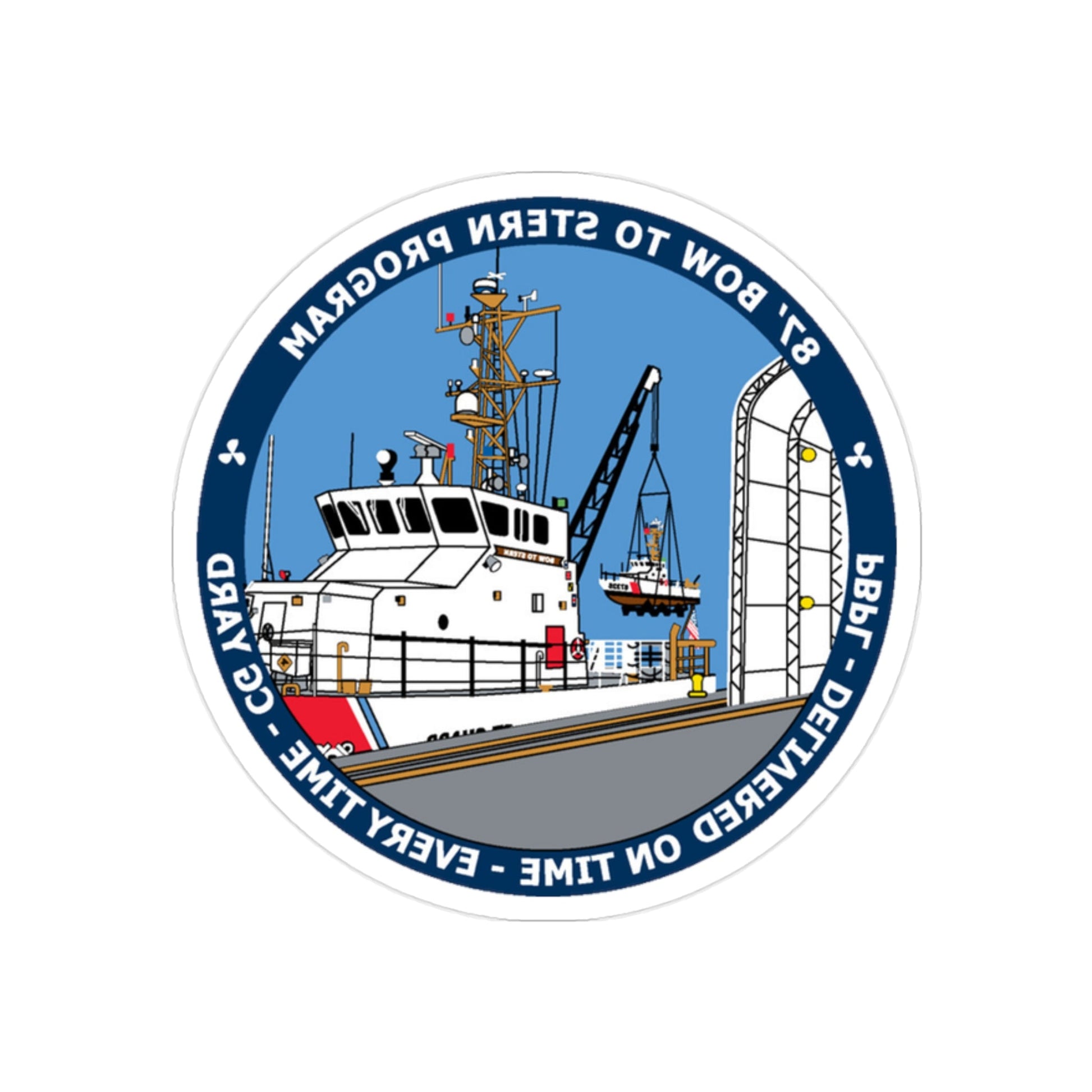 USCG Patrol Boat PBPL Bow to Stern Program (U.S. Coast Guard) REVERSE PRINT Transparent STICKER-2" × 2"-The Sticker Space