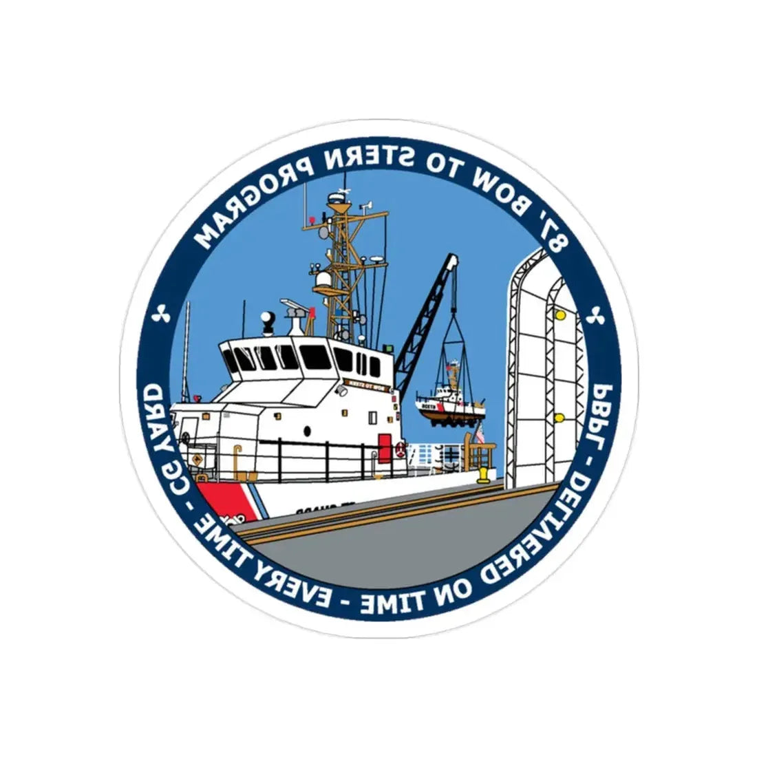 USCG Patrol Boat PBPL Bow to Stern Program (U.S. Coast Guard) REVERSE PRINT Transparent Die-Cut STICKER 2 Inch Die-Cut Transparent - The Sticker Space