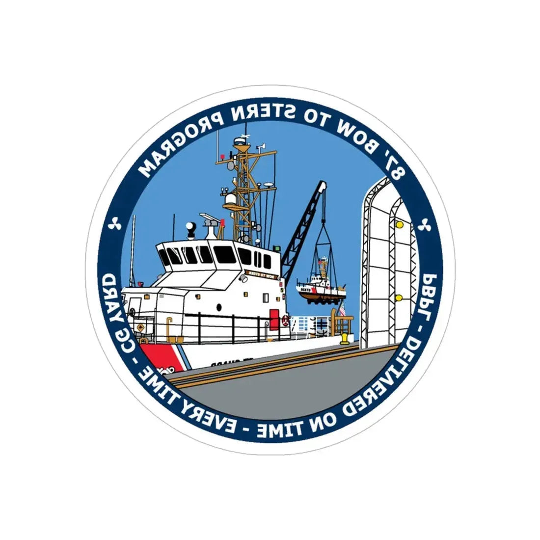 USCG Patrol Boat PBPL Bow to Stern Program (U.S. Coast Guard) REVERSE PRINT Transparent Die-Cut STICKER 5 Inch Die-Cut Transparent - The Sticker Space